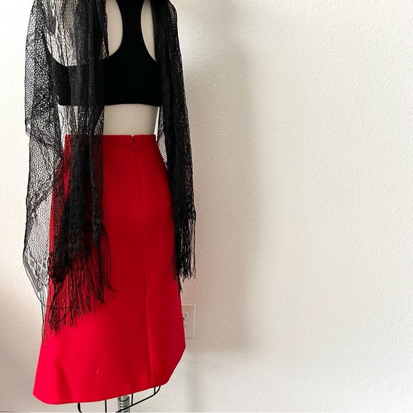 J. CREW RED WOOL MODERN ALINE MINIMALIST SKIRT (0824) - Picture 4 of 7